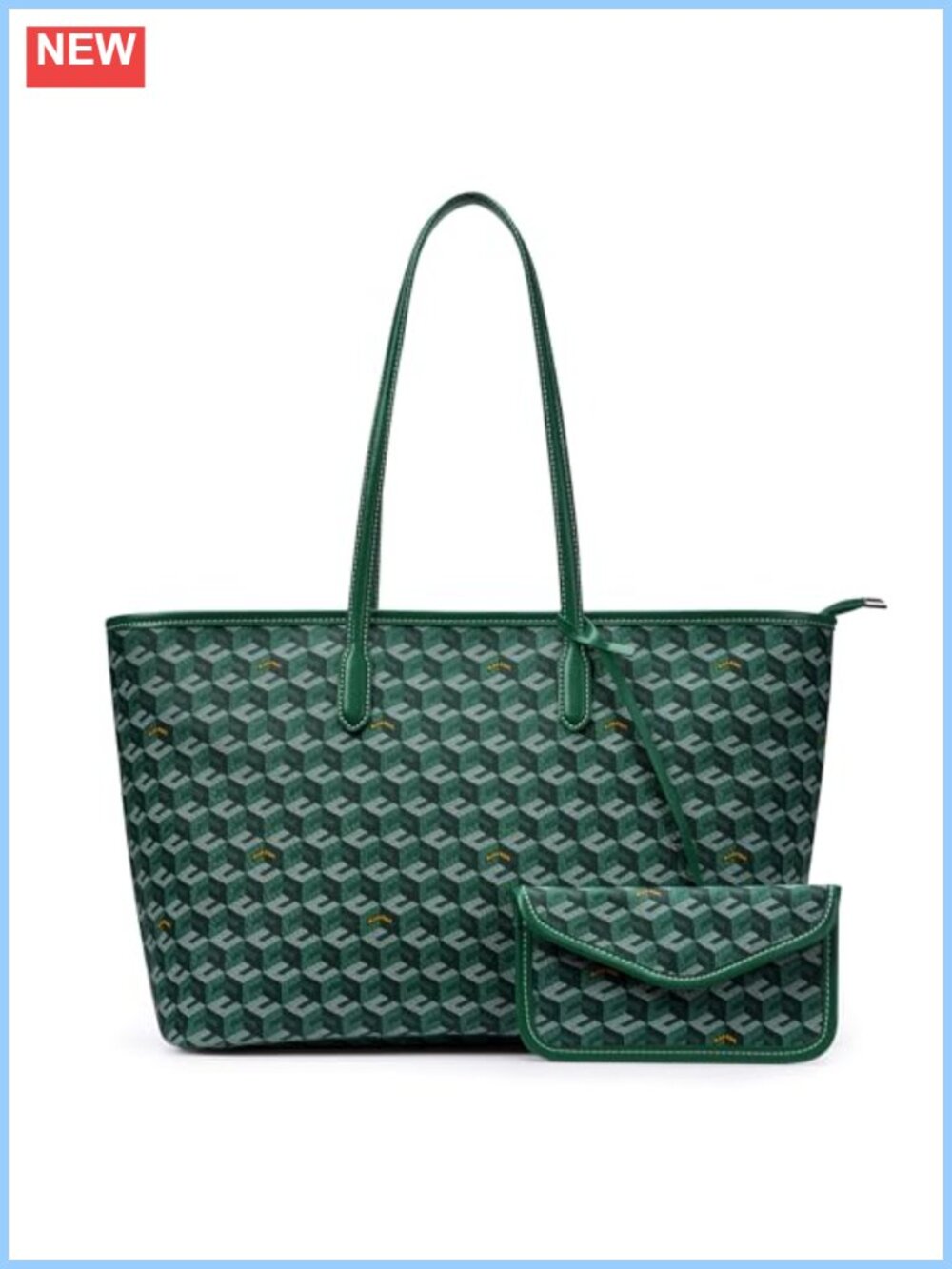 PU Leather Cube Tote Bag Monogram Print Weekender Shopper Large Capacity